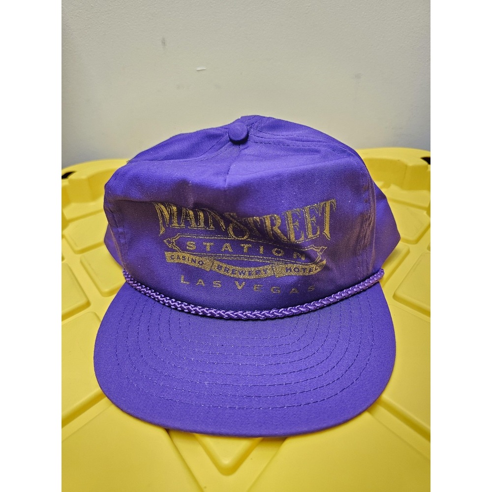 Vintage‎ Main Street Station Hat Cap Snap Back Purple Las Vegas Casino Mens 90s